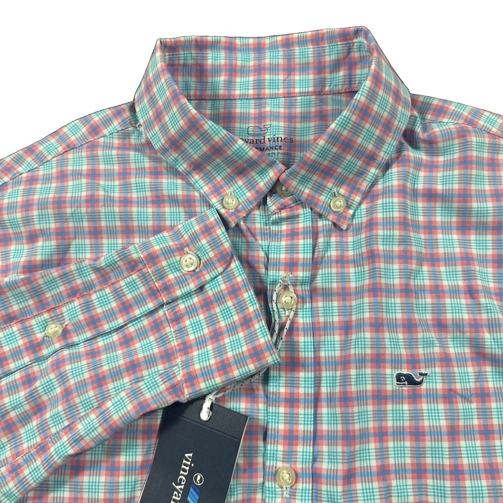 Vineyard Vines Performance Long Sleeve Button Down Whale Shirt Boys Large 16 NWT
